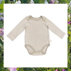 BURT’S BEES Baby Gray Striped Bodysuit Onesie 6-9M